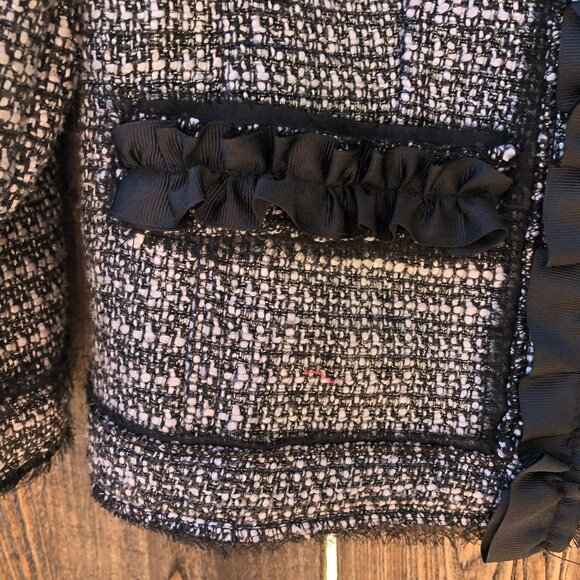 Apostrophe Cropped Tweed Ribbon Embellished Blazer Jacket 2 - Picture 11 of 13